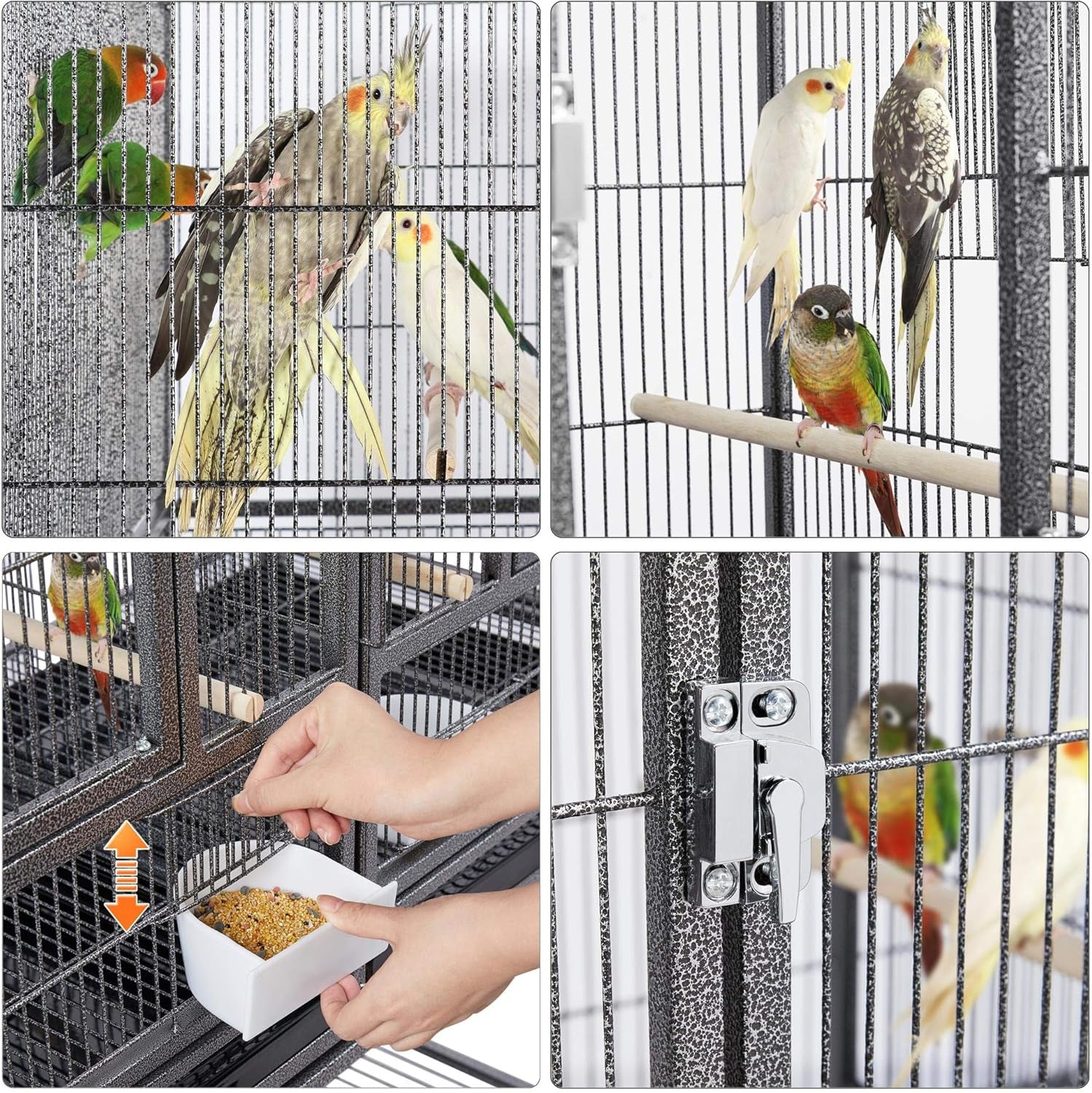 Yaheetech 41.5" Stackable Divided Breeder Cage for Parakeets, Canaries, Cockatiels, Lovebirds, Finches, Budgies, and Small Parrots with Rolling Stand, Black