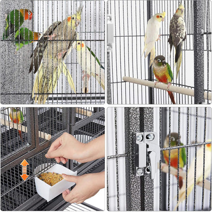 Yaheetech 41.5" Stackable Divided Breeder Cage for Parakeets, Canaries, Cockatiels, Lovebirds, Finches, Budgies, and Small Parrots with Rolling Stand, Black