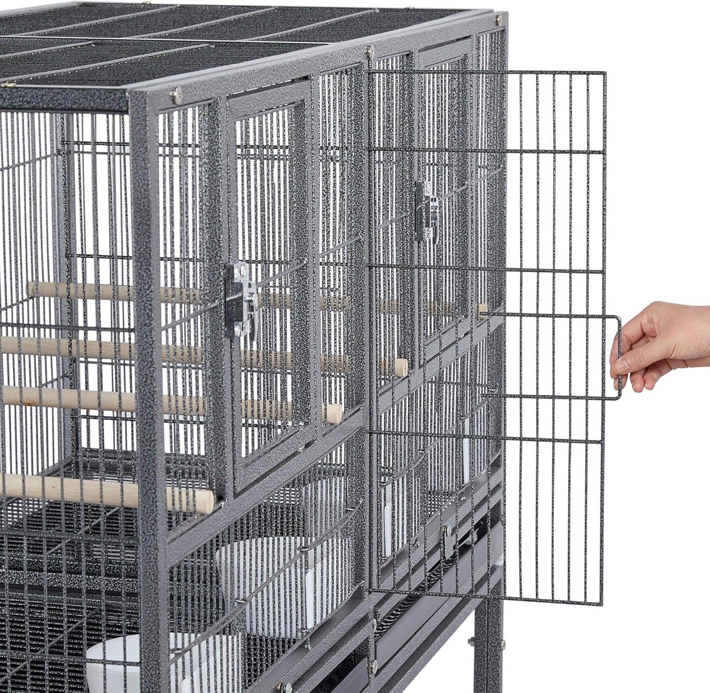Yaheetech 41.5" Stackable Divided Breeder Cage for Parakeets, Canaries, Cockatiels, Lovebirds, Finches, Budgies, and Small Parrots with Rolling Stand, Black