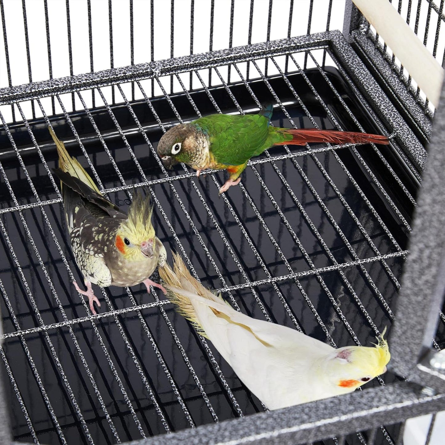 Yaheetech 41.5" Stackable Divided Breeder Cage for Parakeets, Canaries, Cockatiels, Lovebirds, Finches, Budgies, and Small Parrots with Rolling Stand, Black