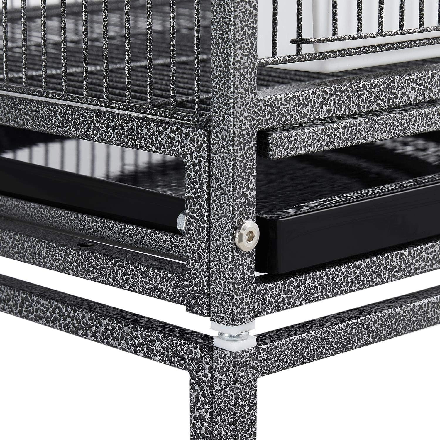 Yaheetech 41.5" Stackable Divided Breeder Cage for Parakeets, Canaries, Cockatiels, Lovebirds, Finches, Budgies, and Small Parrots with Rolling Stand, Black