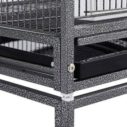 Yaheetech 41.5" Stackable Divided Breeder Cage for Parakeets, Canaries, Cockatiels, Lovebirds, Finches, Budgies, and Small Parrots with Rolling Stand, Black